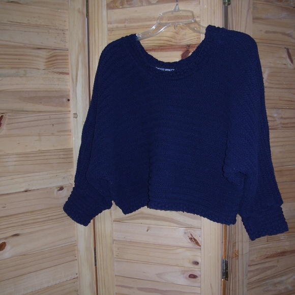 VTG David Brett NAVY Knit Crop Top Sweater Size M - Picture 2 of 8